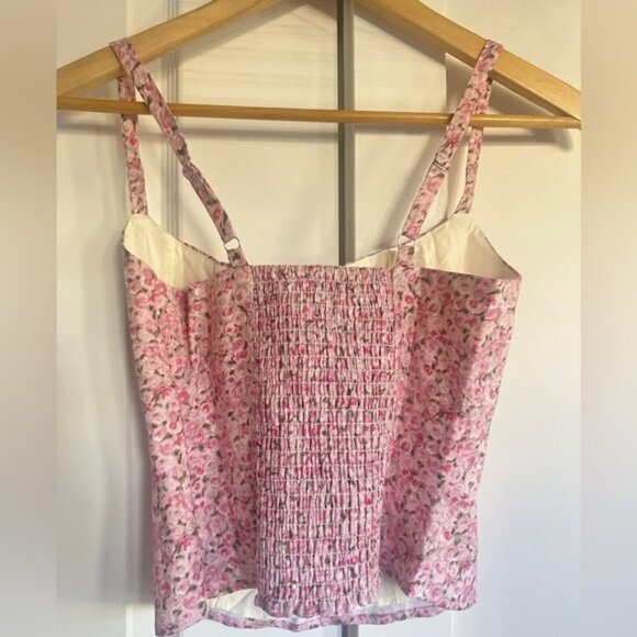 NEW Reformation Hattie Linen Top in Rosin Pink Floral | size 0 - Picture 8 of 12